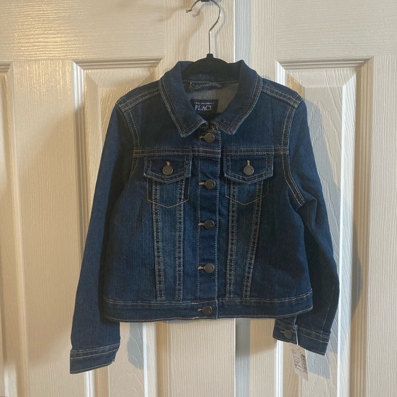 The Children’s Place Jean Jacket With Barbie On Back In Gold Glitter NWT - Picture 2 of 6